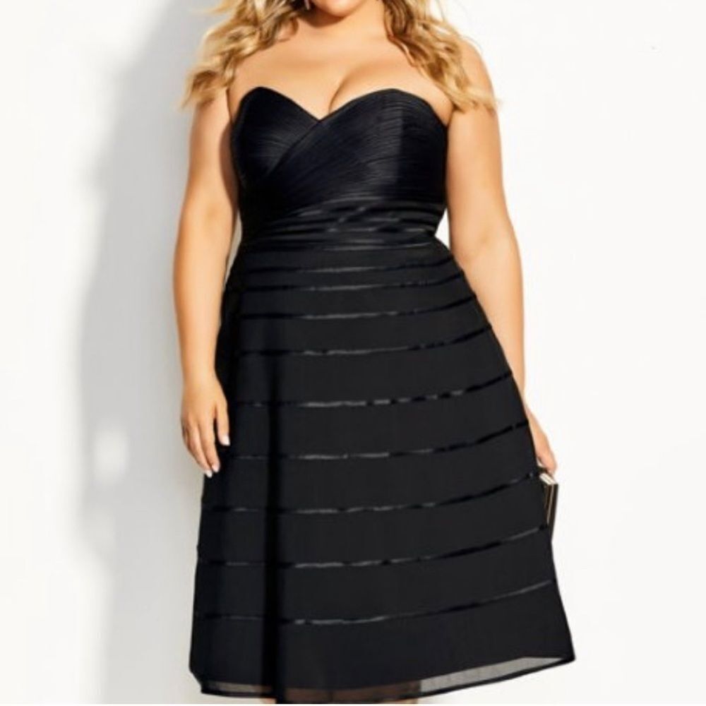 City Chic Elegant Black Strapless Dress